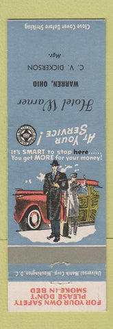 Matchbook Cover - Hotel Warner Warren OH