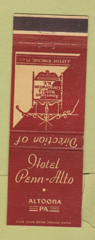 Matchbook Cover - Hotel Penn Alto Altoona PA