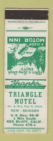 Matchbook Cover - Triangle Motel Red Bluff CA