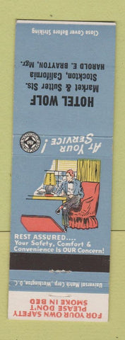 Matchbook Cover - Hotel Wolf Stockton CA