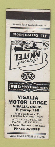 Matchbook Cover - Visalia Motor Lodge CA WEAR