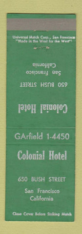 Matchbook Cover - Colonial Hotel San Francisco CA