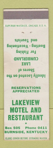 Matchbook Cover - Lakeview Motel Restaurant Brunside KY WEAR