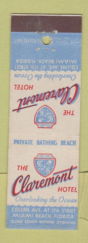 Matchbook Cover - Claremont Hotel Miami Beach FL