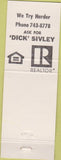 Matchbook Cover - Harold Olson Realtor Marysville CA yellow