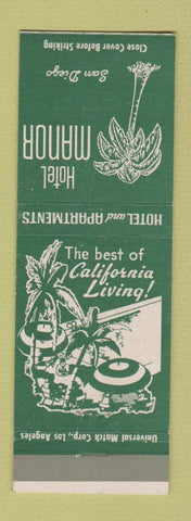 Matchbook Cover - Hotel Manor San Diego CA