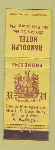 Matchbook Cover - Randolph Hotel St Petersburg FL WEAR