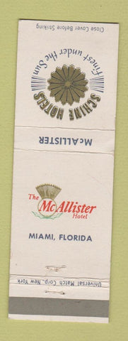 Matchbook Cover - McAllister Hotel Miami FL Schine