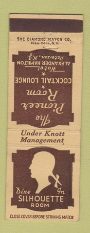 Matchbook Cover Pioneer Room Silhoutte Room Alexander Hamilton Hotel Paterson NJ