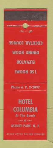 Matchbook Cover - Hotel Columbia Asbury Park NJ