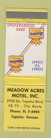 Matchbook Cover - Best Western Meadow Acres Motel Topeka KS