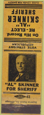Matchbook Cover - Al Skinner Sheriff Republican WONR