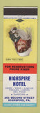 Matchbook Cover - Highspire Hotel PA