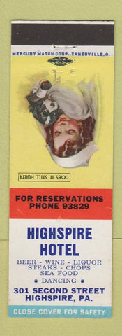 Matchbook Cover - Highspire Hotel PA