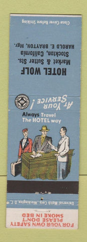 Matchbook Cover - Hotel Wolf Stockton CA