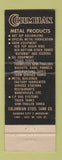 Matchbook Cover - Columbian Metal Products Kansas City MO