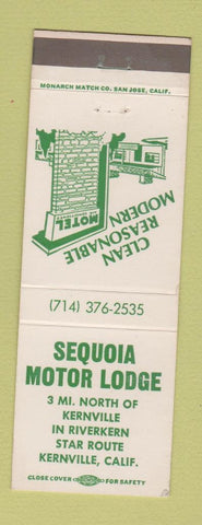 Matchbook Cover - Sequoia Motor Lodge Kernville CA