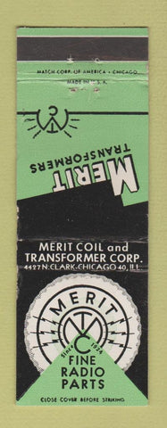 Matchbook Cover - Merit Transformers Radio Parts Chicago IL WEAR