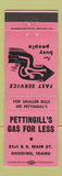 Matchbook Cover - Pettingill's Gas oil Gooding ID