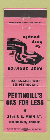 Matchbook Cover - Pettingill's Gas oil Gooding ID