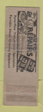 Matchbook Cover - Broadway Service oil gas Norwood NJ WEAR