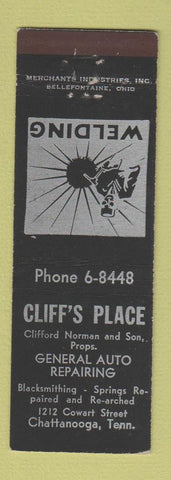 Matchbook Cover - Cliff's Place Welding Chattanooga TN MERCHANTS
