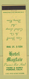 Matchbook Cover - Hotel Mayfair Pomona CA