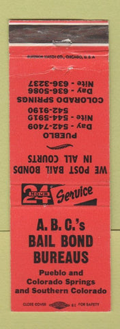 Matchbook Cover - ABC Bail Bonds Colorado Springs Pueblo