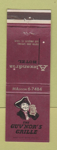 Matchbook Cover - Alexandria Hotel Guvnor's Grille Los Angeles CA