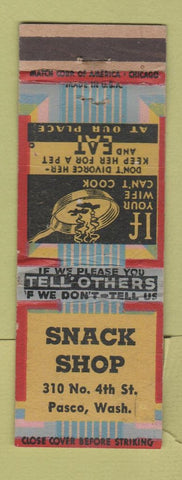 Matchbook Cover - Snack Shop Pasco WA