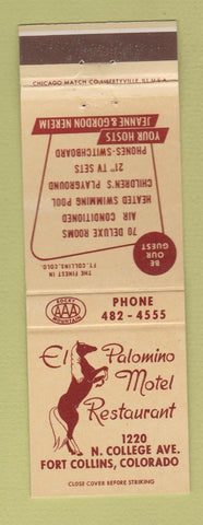 Matchbook Cover - El Palomino Motel Restaurant Fort Collins Colorado