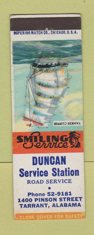 Matchbook Cover - Duncan Service oil gas Tarrant AL