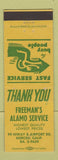 Matchbook Cover - Freeman's Alamo Service Merced CA