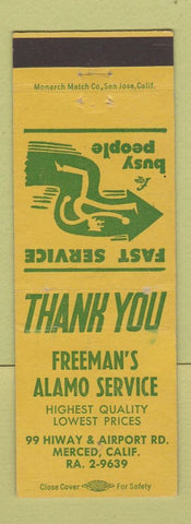 Matchbook Cover - Freeman's Alamo Service Merced CA