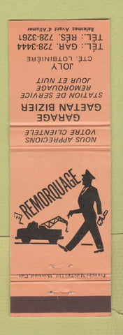 Matchbook Cover - Garage Gaetan Bizier Joly QC