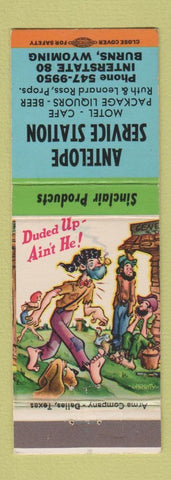 Matchbook Cover - Antelope Service Sinclair oil gas Burns WY hillbilly