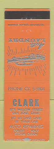 Matchbook Cover - Clark Car Wash  San Jose CA