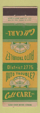 Matchbook Cover - Carl Inc Auto Repair