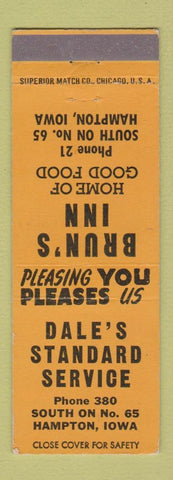Matchbook Cover - Dale's Standard oil gas Hampton IA Brun's Inn