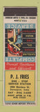 Matchbook Cover - PJ Fries oil gas Davenport IA WEAR