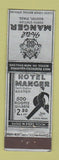 Matchbook Cover - Hotel Manger Boston MA FEDERAL LONG