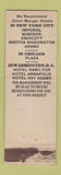 Matchbook Cover - Hotel Manger Boston MA FEDERAL LONG