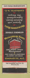 Matchbook Cover - Mecklenburg Hotel Charlotte NC