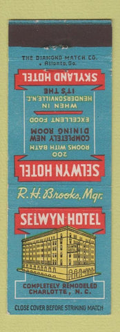 Matchbook Cover - Selwyn Hotel Charlotte NC