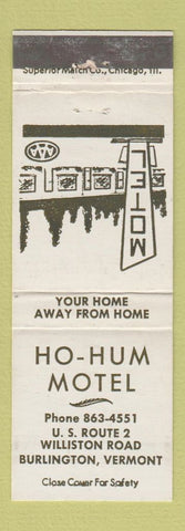 Matchbook Cover - Ho Hum Motel Burlington VT