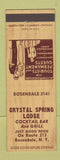 Matchbook Cover - Crystal Spring Lodge Rosendale NY