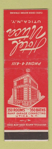 Matchbook Cover - Hotel Utica NY