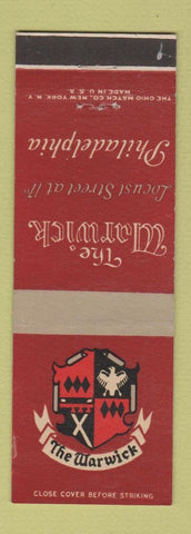 Matchbook Cover - Warwick Hotel Philadelphia PA