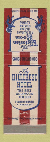 Matchbook Cover - Hillcrest Hotel Toledo OH Victorian Room