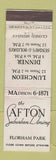 Matchbook Cover - Afton Restaurant Florham Park NJ